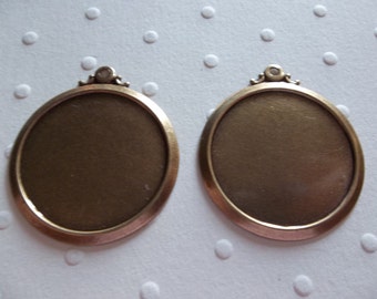 25mm Round Settings - Oxidized Antiqued Brass - Simple & Elegant - Vintage Inspired - For Cameos and Cabochons - Qty 2