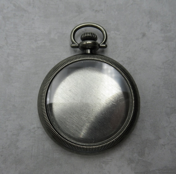 Silver Pocket Watch Case Glass Locket Vintage Style 2 Etsy