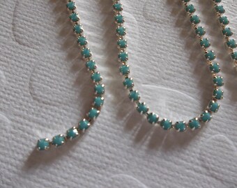 2mm Turquoise Rhinestone Cup Chain - Silver Plated Brass Setting - Blue Preciosa Maxima Czech Crystals - Choose Your Length