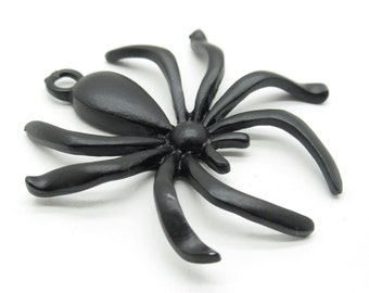 Large Black Spider Pendant - Metal Giant Spider 43mm - Halloween Steampunk Pendants - Simple Goth - Qty 1 *NEW*