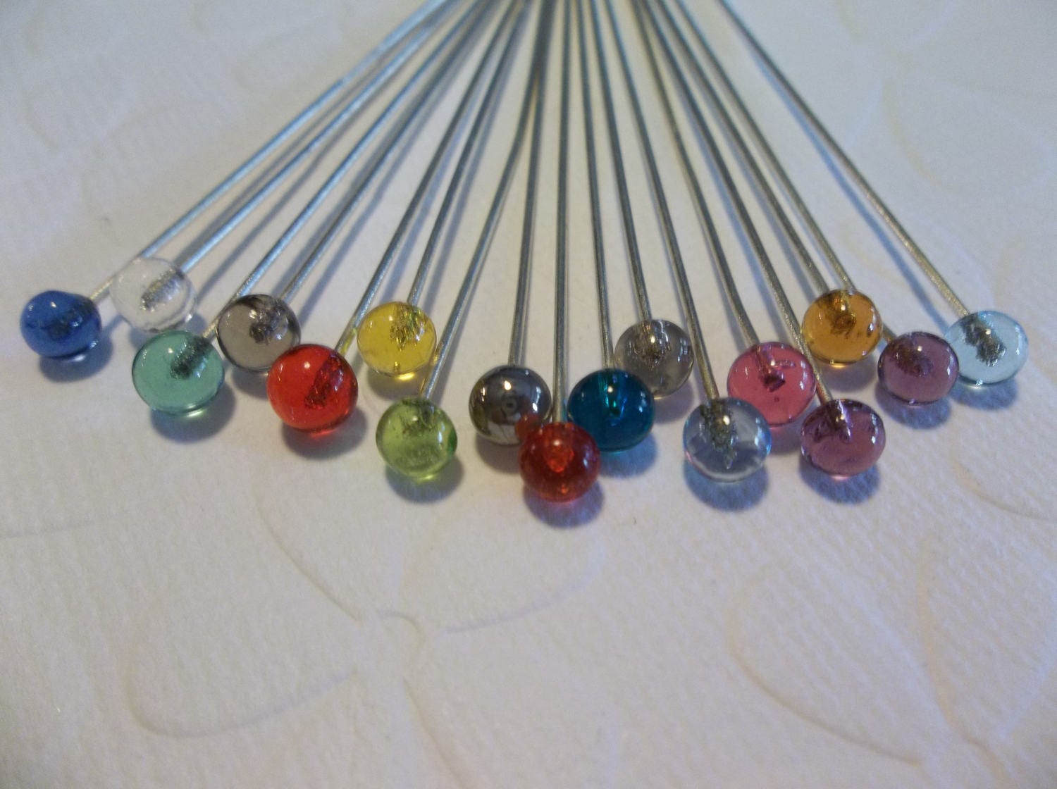 Glass Ball End Headpins Silver with Assorted Color Glass Etsy