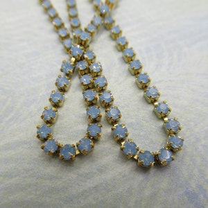 2mm Blue Opal Rhinestone Cup Chain Brass Setting Light Sapphire Blue Opal Preciosa Maxima Czech Crystals Choose Your Length image 3