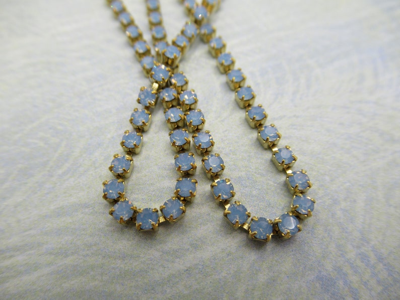 2mm Blue Opal Rhinestone Cup Chain Brass Setting Light Sapphire Blue Opal Preciosa Maxima Czech Crystals Choose Your Length image 3