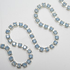 3mm Blue Opal Rhinestone Cup Chain - Silver Plated Brass Setting - Lt. Sapphire Blue Opal Preciosa Maxima Preciosa Czech Crystals