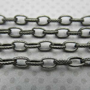 Antique Silver Rolo Chain - Textured Links - Small Oval Links - 4X7mm - Rustic Chain - Lightweight Rollo - 1 meter (39 inches)