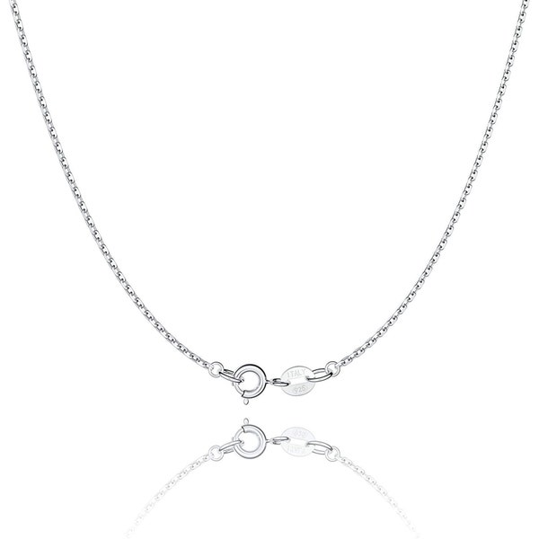 925 Sterling Silver Cable Chain - 1.15mm - 16 inches - Thin Dainty Necklace with Spring Ring Clasp - Simple Delicate Plain Everyday - Qty 1