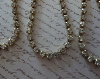 2mm Clear Rhinestone Cup Chain - Brass Setting - Crystal Clear Preciosa Czech Crystals - Choose Your Length