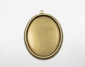 40X30mm Settings - Antique Brass - Rope Edge Frame Bezel Mounting - For Cameos & Cabochons - Qty 1