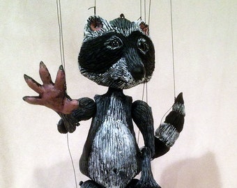 Made-to-order.   Raccoon marionette, hand-made, OOAK