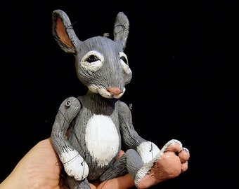 grey rabbit marionette, MADE-TO-ORDER