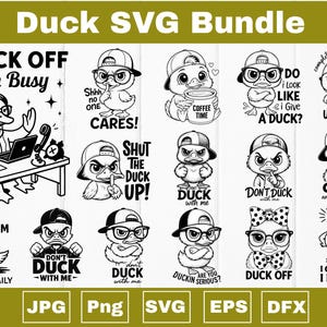 Grumpy Duck Svg Bundle - Sarcastic Duck Clipart - Funny Duck Svg - Duck Quote Svg - Duck Cricut File - Sarcastic Svg Design - Duck Meme Svg