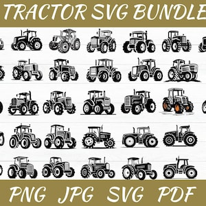 Pacchetto SVG di trattori - Pacchetto PNG di trattori - Clipart di trattori - File di taglio SVG di trattori per Cricut - Silhouette di trattori - SVG di camion - SVG di fattoria