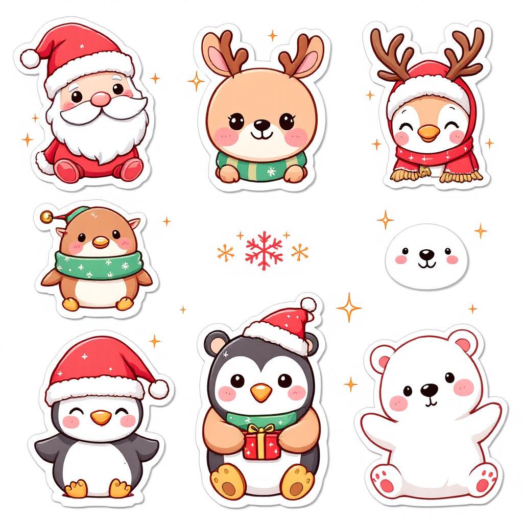 Kawaii Christmas Characters SVG Bundle – Chibi Santa, Elf & Reindeer ...