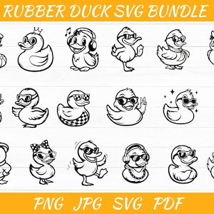 Rubber Duck Svg Bundle - Cute Baby Duck Svg - Rubber Duck Clipart - Duck Vector - Bath Duck Silhouette - Duck Cut File - Rubber Duck Png