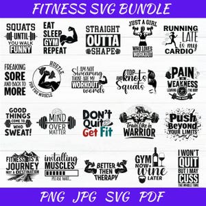 Fitness SVG Bundle: Gym Workout Designs (Digital Download)