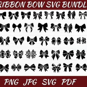 Ribbon Bow Svg Bundle - Ribbon Svg - Bow Svg - Hair Bow Svg - Bow Tie Svg - Bow Clipart - Silhouette -  Coquette Bow Svg - Instant Download