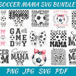 Retro Soccer Mama Bundle Png - Soccer Mom Png - Soccer Coquette Png - Game Day Sports Shirt Design - Soccer Bow Png -Coquette Bow Png Bundle