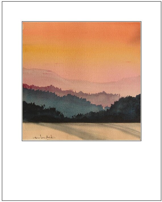 絵画 Mountain glow Mountain Glow - Original Watercolor Painting - Etsy