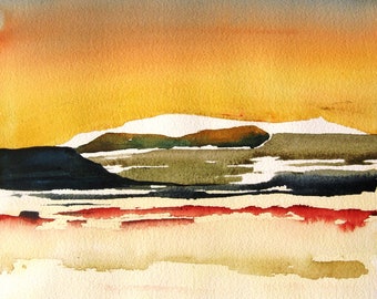 Sunrise Hills 2 - Original Watercolor Painting