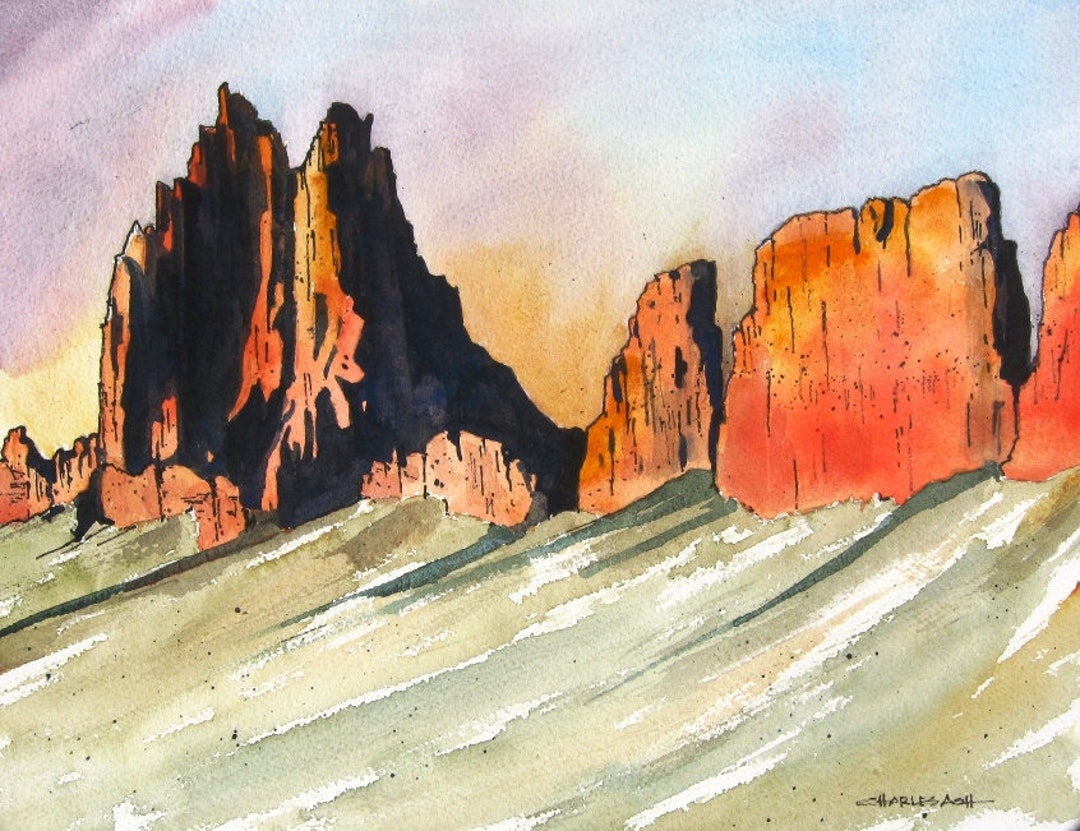 Ship Rock Sunset - Original Watercolor Painting - Etsy
