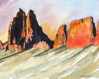 Ship Rock Sunset - Original Watercolor Painting