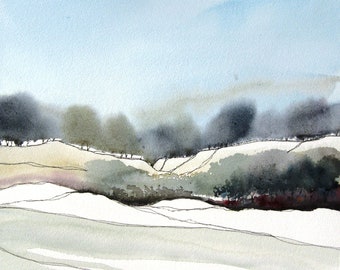 Pinons In The Mist - Original Watercolor Painting