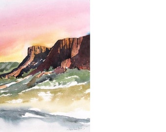 Desert Cliffs - Original Watercolor Painting