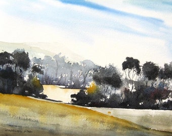 Autumn Meadows - Original Watercolor Painting