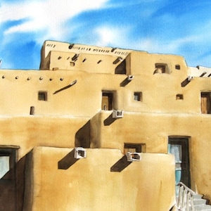 Taos Pueblo - original watercolor painting