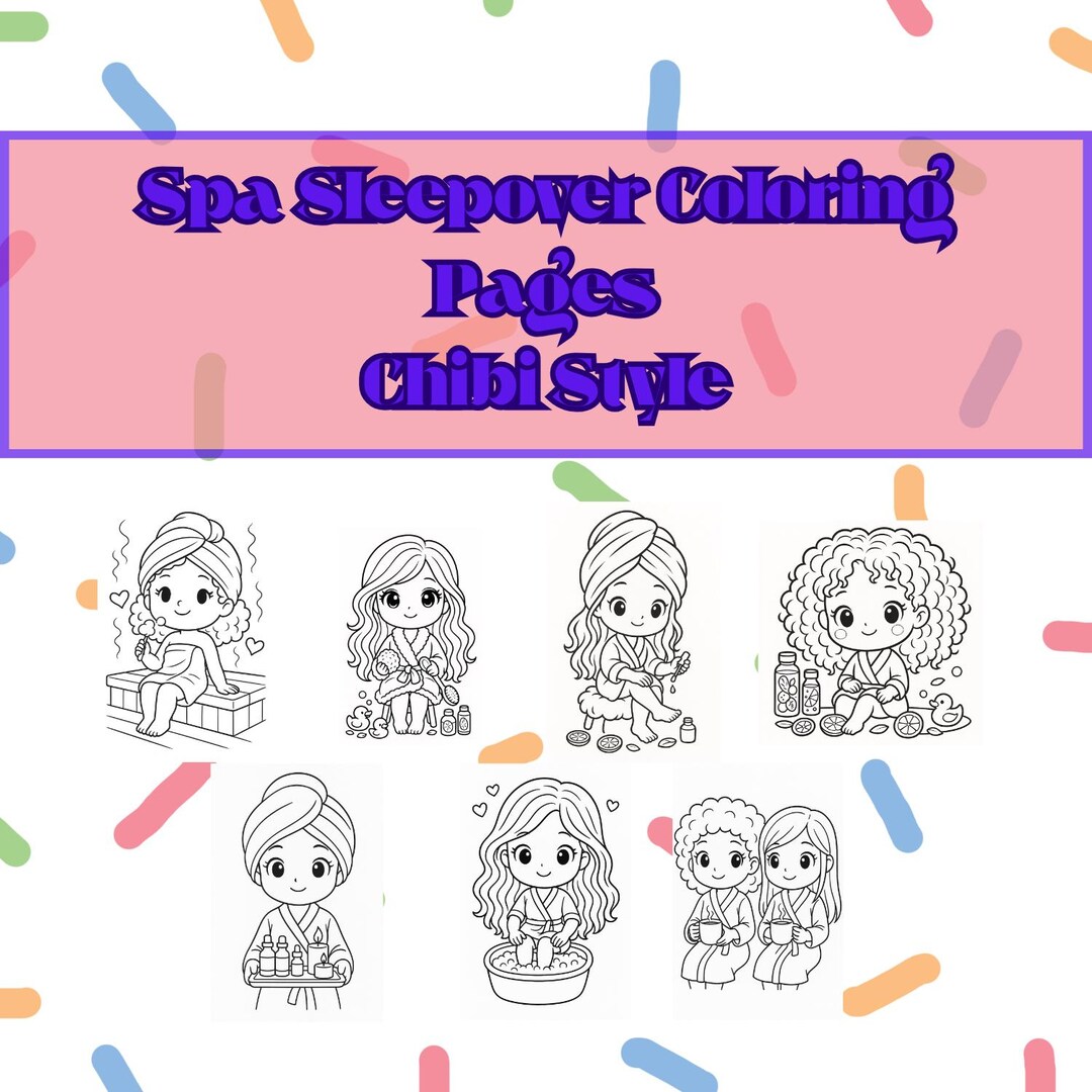 Spa Chibi Spa Day Chibi Girls Coloring Book: 20 Relaxing Pages (printable PDF ...