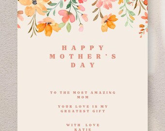 Editable Mother’s Day Card Printable – Instant Download – Floral Design  – DIY Greeting Card – Foldable Card for Mom