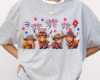 Patriotic Cow Shirt: Comfort Colors 4th of July Western Tee, Christmas Gift