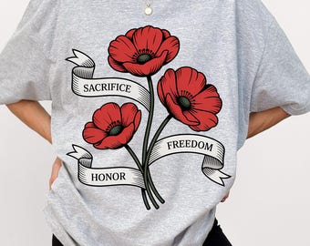 Remembrance Poppy T-Shirt: Comfort Colors Memorial Day Tee, Christmas Gift