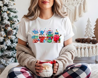 Christmas Stitch Coffee Sweatshirt, Lilo And Stitch Xmas Tshirt, Stitch Xmas Top, Disney Christmas Tee, Christmas Gift, Disney Christmas Tee