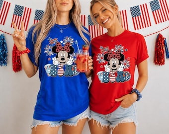 4th Of July Disney Tee, Patriotic Minnie Mouse Tee, Disney Family Vacation Tee, USA Graphic Tee, July 4th Outfit Women, Fireworks Party Tee