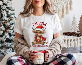 Christmas Lights Cow Sweatshirt, Christmas Cow Shirt, Funny Animals Shirt, Christmas Highland Cow Crewneck, Christmas Shirt, Christmas Gifts