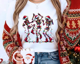 Christmas Dancing Skeleton Shirt, Skeleton Christmas Sweatshirt, Christmas Sweater, Christmas Lights Shirt, Merry Christmas Shirt