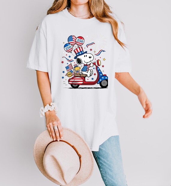 Snoopy 250th Anniversary Shirt, Peanuts Patriotic Tee, USA 250 Shirt 2026, Fourth of July Snoopy Shirt, Independence Day Graphic Tee
