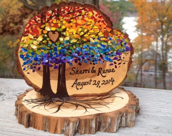 Custom Rainbow Trees Wedding Cake Topper
