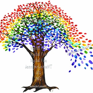 Imágenes prediseñadas de Rainbow Tree, descarga digital, PNG, JPG