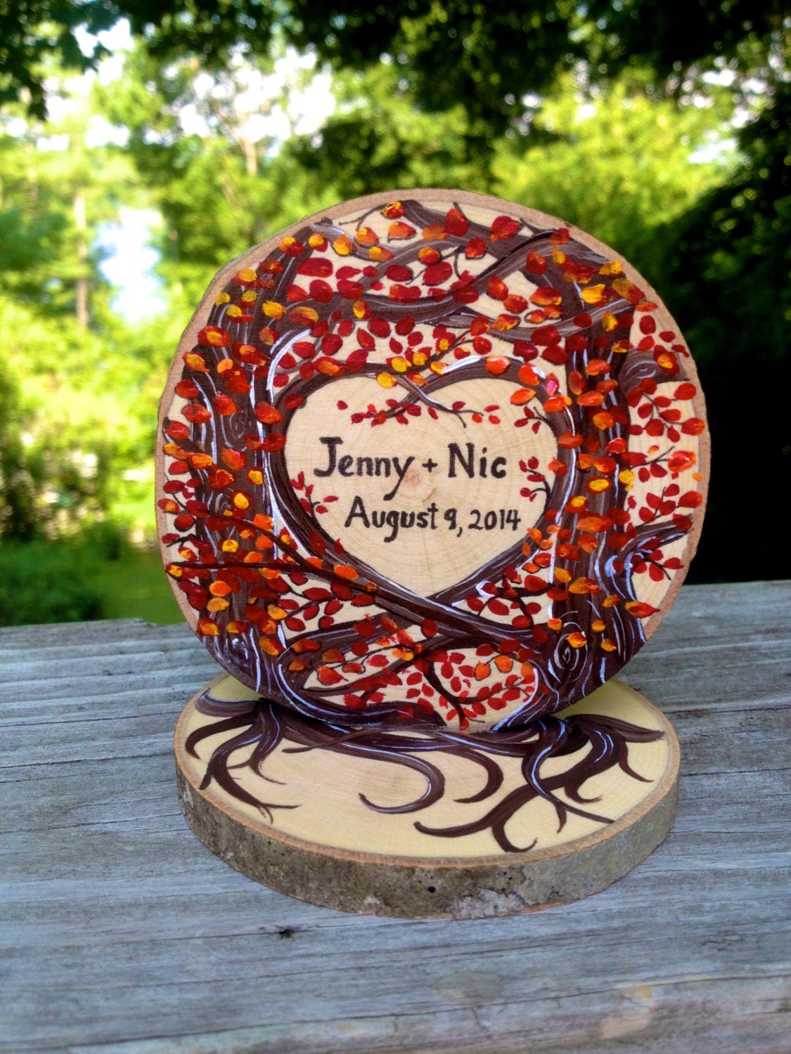 Love Fall Cake Topper With Orange Autumn Leaves Love Fall Cake Topper With Orange Autumn Leaves