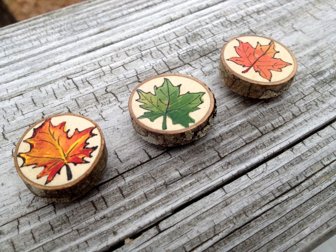 Rustic Vermont Maple Leaf Magnets Hand Painted on Natural Maple Wood - Etsy