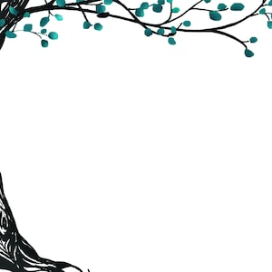 Teal Tree Image Digital Printable PDF JPG PNG
