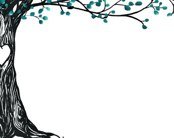 Teal Tree Image Digital Printable PDF JPG PNG