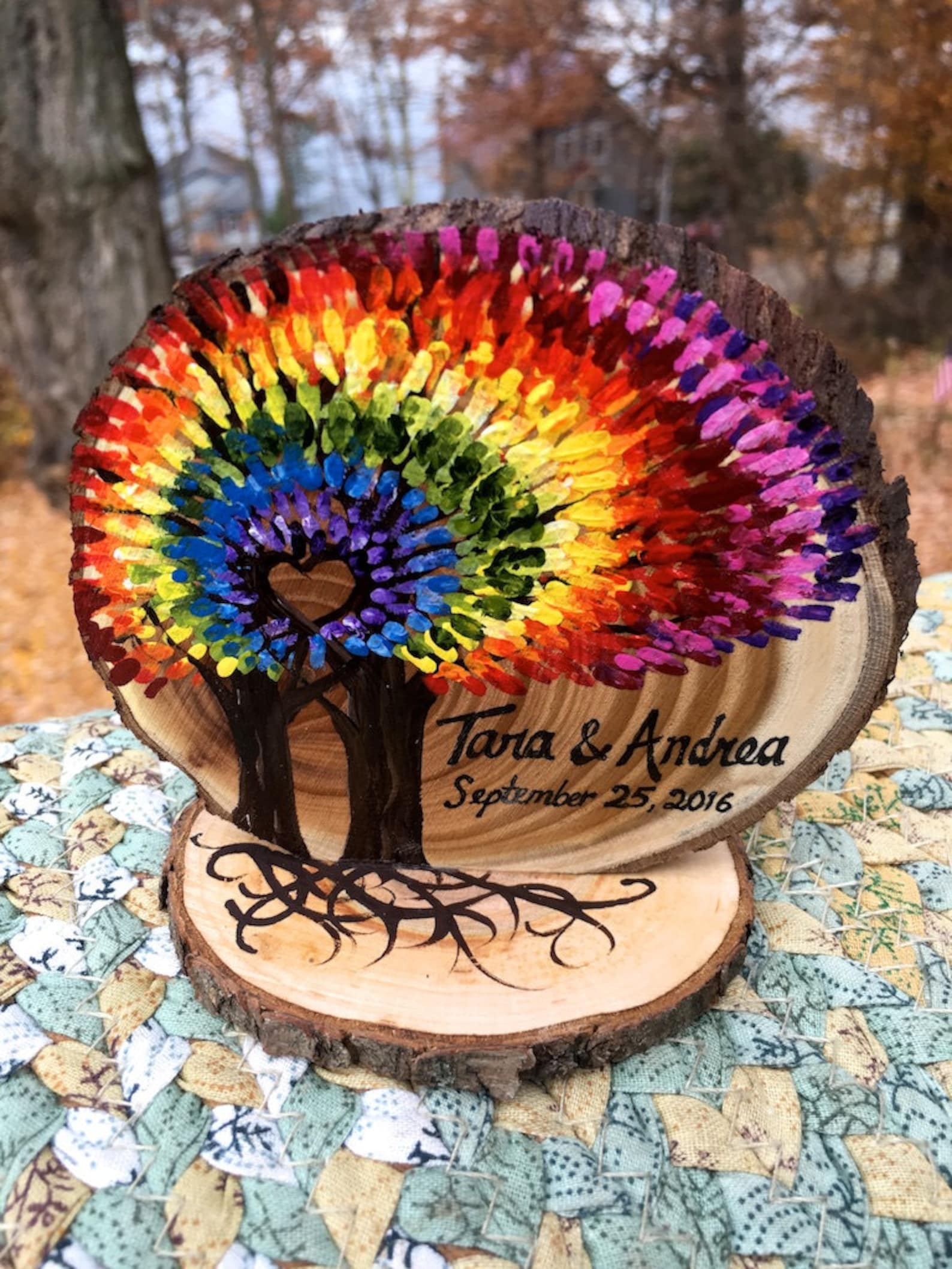 Tie Dye Spiral Rainbow Trees Cake Topper Live Edge Branch Etsy