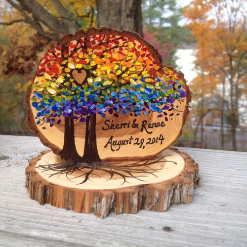 Rainbow Trees Custom Wedding Cake Topper Tree of Life Etsy