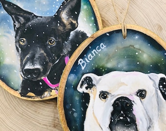 Custom Pet Portrait Christmas Ornament