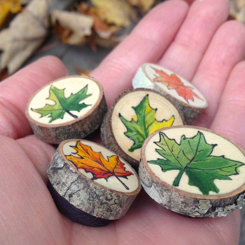 Rustic Vermont Maple Leaf Magnets Hand Painted on Natural Maple Wood - Etsy