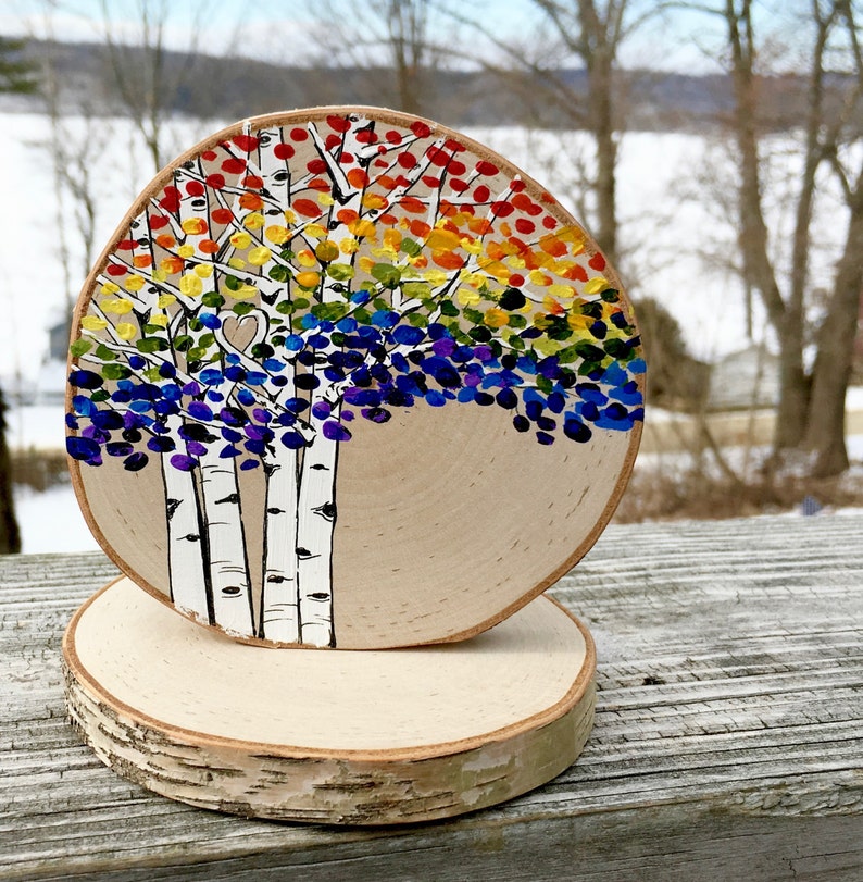 Rainbow Birch Aspen Trees Colorful Wedding Cake Topper Etsy