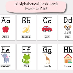 Flashcards de l'alphabet de A à Z | Cartes d'apprentissage ABC colorées pour enfants | Arc-en-ciel éducatif imprimable | Téléchargement numérique